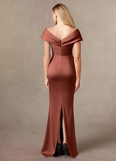 Azazie Ludlow Mother of the Bride Dresses Auburn Mermaid Pleated Stretch Satin Dress image4