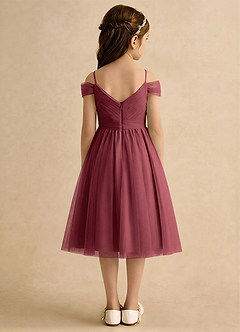Azazie Lila Girls Formal Abiti da Ragazza di Fiori Abito A-Line in Tulle Spalle Scoperte Merlot image2