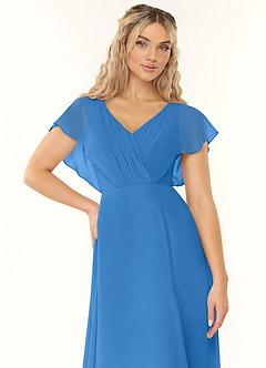 Azazie Rylee Bridesmaid Dresses Blue Jay A-Line Pleated Chiffon Dress image5
