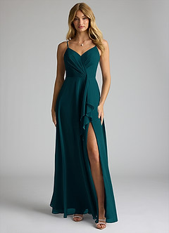 Azazie Akita Bridesmaid Dresses Pine A-Line Chiffon Dress image1