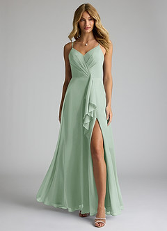 Azazie Akita Bridesmaid Dresses Agave A-Line Chiffon Dress image3