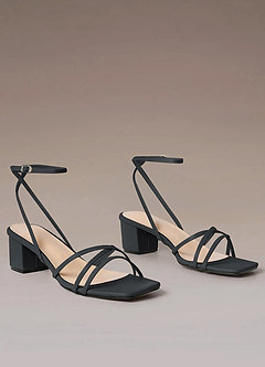 front Cross Strips Block Heel Sandals