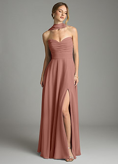 Azazie Ayla Abiti da Damigella Abito A-Line in Chiffon Scollo a Cuore Cedro Rosa image9