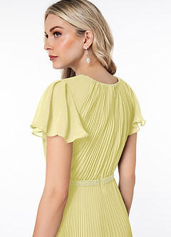 Azazie Kara Bescheiden Bruidsmeisjekleding A-Lijn Geplooid Chiffon Vloerlengte Jurk image6