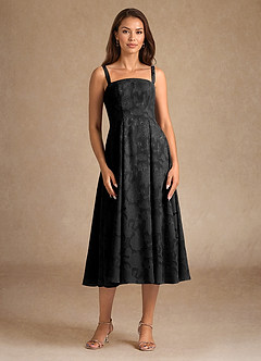 Azazie Lorain Kleider für die Brautmutter A-Linie Plissee Blumen-Burnout Kleid Schwarz image9