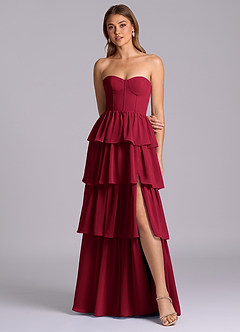 Azazie Faye Bridesmaid Dresses Burgundy A-Line Sweetheart Neckline Chiffon Dress image4