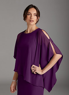 Azazie Sparrow Abiti per la Madre della Sposa Abito Tubino in Chiffon Lustrini Uva image6