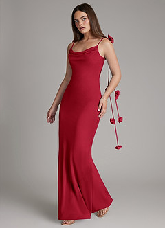 Azazie Kalico Bridesmaid Dresses Scarlet Mermaid Pleated Chiffon Dress image7