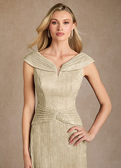 Azazie Warren At-home Try On Dresses Aquamarine A-Line Pleated Metallic Mesh Dress image7