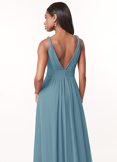 Azazie Maren Bridesmaid Dresses Moody Blue A-Line Pleated Chiffon Dress image5