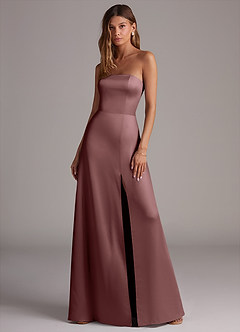Azazie Wren Bridesmaid Dresses Vintage Mauve A-Line Strapless Stretch Satin Convertible Dress image1