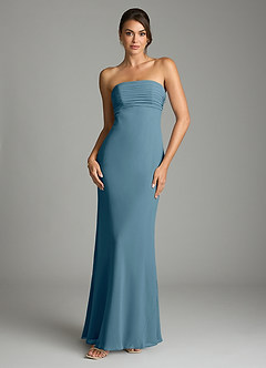 Azazie Saylor Vestidos de damas de honor Vestido de Bermudas de Gasa de Corte Sirena con Sin tirantes image3