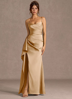 Thora Gold Open Back Prom Dress image3