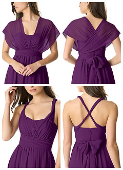Azazie Olani Robes de demoiselle d'honneur Robe Trapèze Convertible en Mousseline de soie Épaule décolletée Grain De Raisin image6