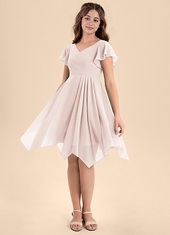 Azazie Janeaurelia Junior Rose Petal A-Line Pleated Chiffon Dress image4