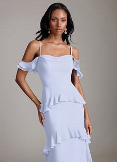 Azazie Chayla Suknie dla druhen Osłona Zza ramienia Szyfon Do ziemi Sukienka image3