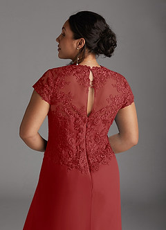 Azazie Junie Mère de la mariée Robes Robe Trapèze en Mousseline de soie Dentelle Rouille image9