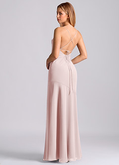 Azazie Grata 신부 들러리 드레스 인어 주름진 쉬폰 바닥 길이 드레스 image2