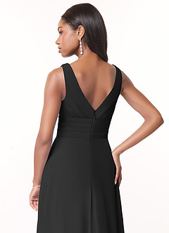 Azazie Julianna Bridesmaid Dresses Black A-Line Chiffon Dress image4