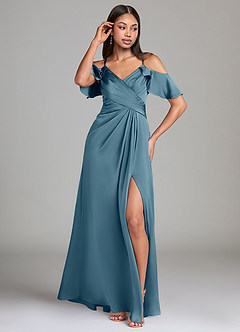 Azazie Dakota Bridesmaid Dresses Bermuda A-Line Off the Shoulder Stretch Satin Dress image4