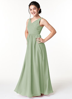 Azazie Sawyer Junior Dusty Sage A-Line Pleated Chiffon Dress image5