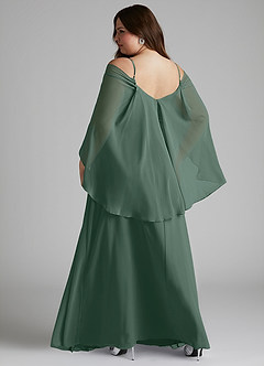 Azazie Cienna Robes de demoiselle d'honneur Robe Trapèze en Mousseline de soie Épaule décolletée Mousse De Mer image8