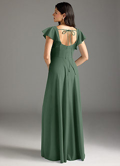 Azazie Bondi Bridesmaid Dresses Eucalyptus A-Line Ruched Stretch Crepe Dress image3