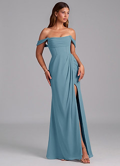 Azazie Johana Jurken voor bruidsmeisjes Converteerbaar Jurk van Chiffon met Zeemeermin Off the Shoulder Bermuda image6