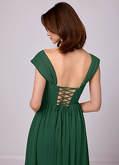 Barbie ♥ Azazie Bridesmaid Dresses Dark Green A-Line Corset Chiffon Dress image7