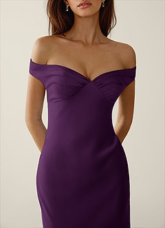 Gwendonme Grape Satin Crystal Linen Prom Dress image5