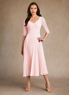 Azazie Durant Mother of the Bride Dresses Blushing Pink A-Line Pleated Chiffon Dress image4