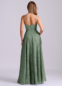 Azazie Elle Bridesmaid Dresses Matcha A-Line Pleated Floral Burnout Dress image2