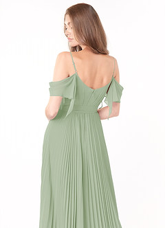 Azazie Lyney Bridesmaid Dresses Dusty Sage A-Line Off the Shoulder Chiffon Dress image5
