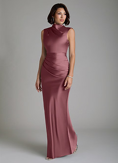Azazie Lumia Brautjungfernkleider Etui Korsett Stretch-Satin Kleid Wüstenrose image5