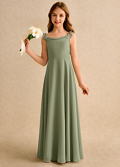 Azazie Puppy Girls Formal Flower Girl Dresses Pistachio A-Line Pleated Chiffon Dress image3