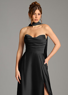 Azazie Ayla Suknie dla druhen Linia A Gorset Satyna elastyczna Do ziemi Sukienka image2