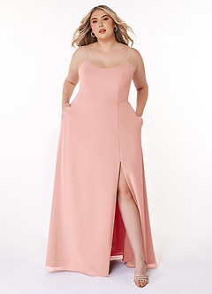 Azazie Moira Bridesmaid Dresses Rosette A-Line Scoop Chiffon Dress image8