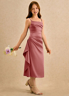 Azazie Canna Girls Formal Flower Girl Klänningar Klä A-Line i Stretch Satin Plisserad image3