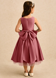 Azazie Josie Flower Girl Dresses Antique Rose A-Line Pleated Matte Satin Dress image2