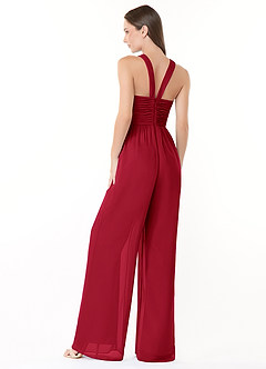 Azazie Berdie Bridesmaid Dresses Scarlet Halter Chiffon Jumpsuit image4