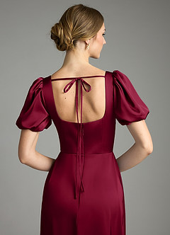 Azazie Fyona Suknie dla druhen Linia A Pofałdowany Satyna elastyczna Do ziemi Sukienka image8