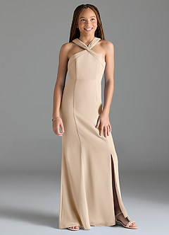 Azazie Rue Junior White Alabaster Mermaid Side Slit Chiffon Dress image4
