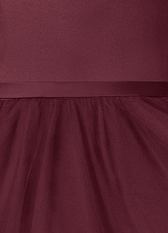 Azazie Marybell Blumenmädchenkleider A-Linie Schleifen Tüll Kleid Cabernetrot image4