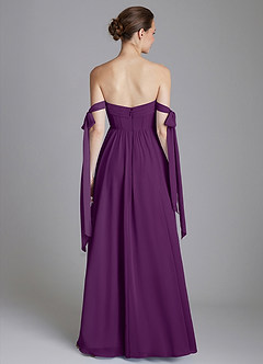 Azazie Ayanna Bridesmaid Dresses Grape A-Line Off the Shoulder Chiffon Dress image2