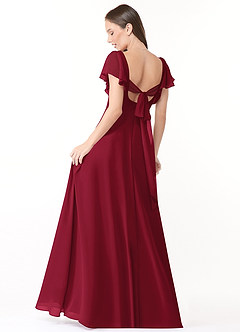 Azazie Syenna Robes de demoiselle d'honneur Robe Trapèze en Mousseline de soie Rayé Bourgogne image2