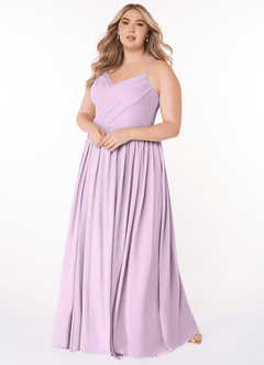 Azazie Cora Bridesmaid Dresses Frosted Lilac A-Line Pleated Chiffon Dress image8