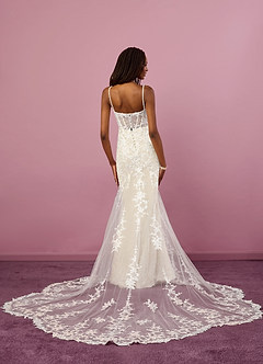 Barbie ♥ Azazie Wedding Dresses Diamond White Champagne Mermaid Sequins Tulle Dress image2