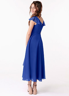 Azazie Posie Junior Royal Blue A-Line Ruched Chiffon Dress image2