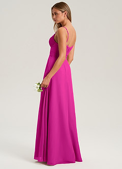 Azazie Terese Jurken voor bruidsmeisjes Jurk van Chiffon met A-Lijn Geplooid Fuchsia image5