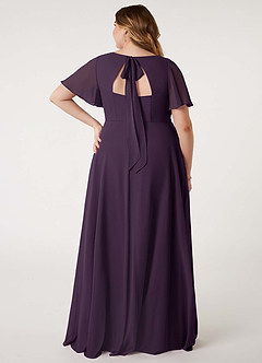 Azazie Kimber Bridesmaid Dresses Plum A-Line Flounce Sleeve Chiffon Dress image10